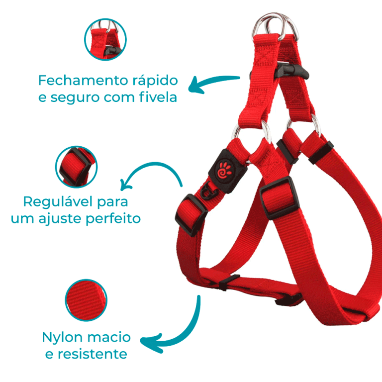 Peitoral Anti-Puxão Ajustável Cães