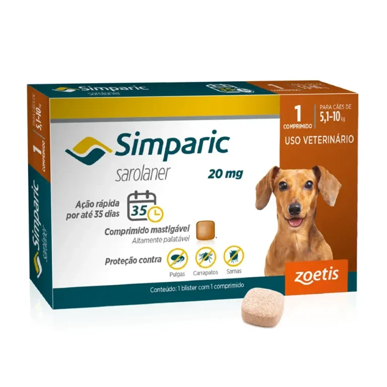 Simparic 20mg Antipulgas Cães 5 a 10kg 1 Comprimido